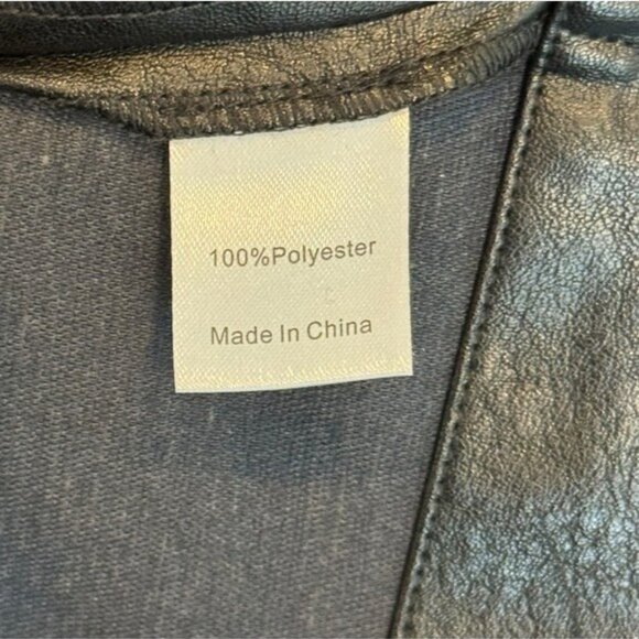 Tuckernuck NEW Black Faux Leather Chic Edgy Collared Margot Top Size S - Picture 12 of 13